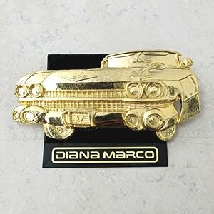 VTG Diana Marco 1959 Cadillac Convertible Pin Brooch Gold-toned Plated Pewter